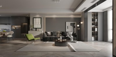 现代高级灰客餐厅3D模型下载